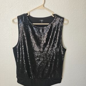 Express Black Sequin Sleeveless Tank Top